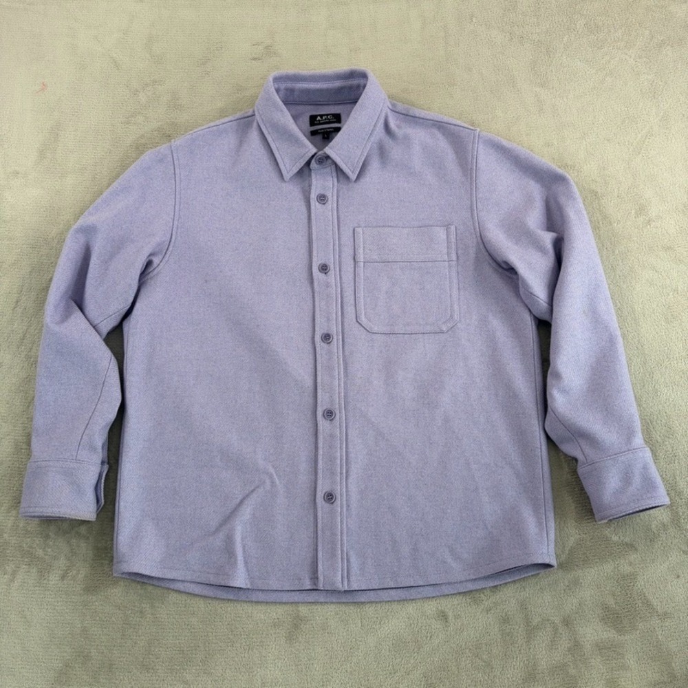 A.P.C. Rue Madame Paris Basile Wool Overshirt n Lavender Men Large Designer $260